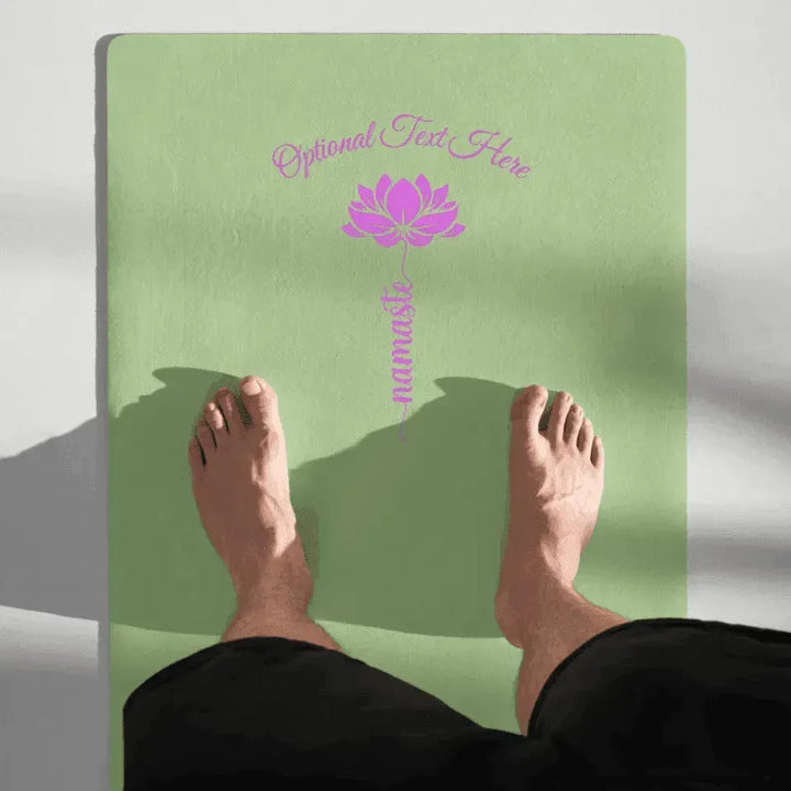 Custom Yoga Mat - Pink Lotus Flower Namaste - ARTFULANE