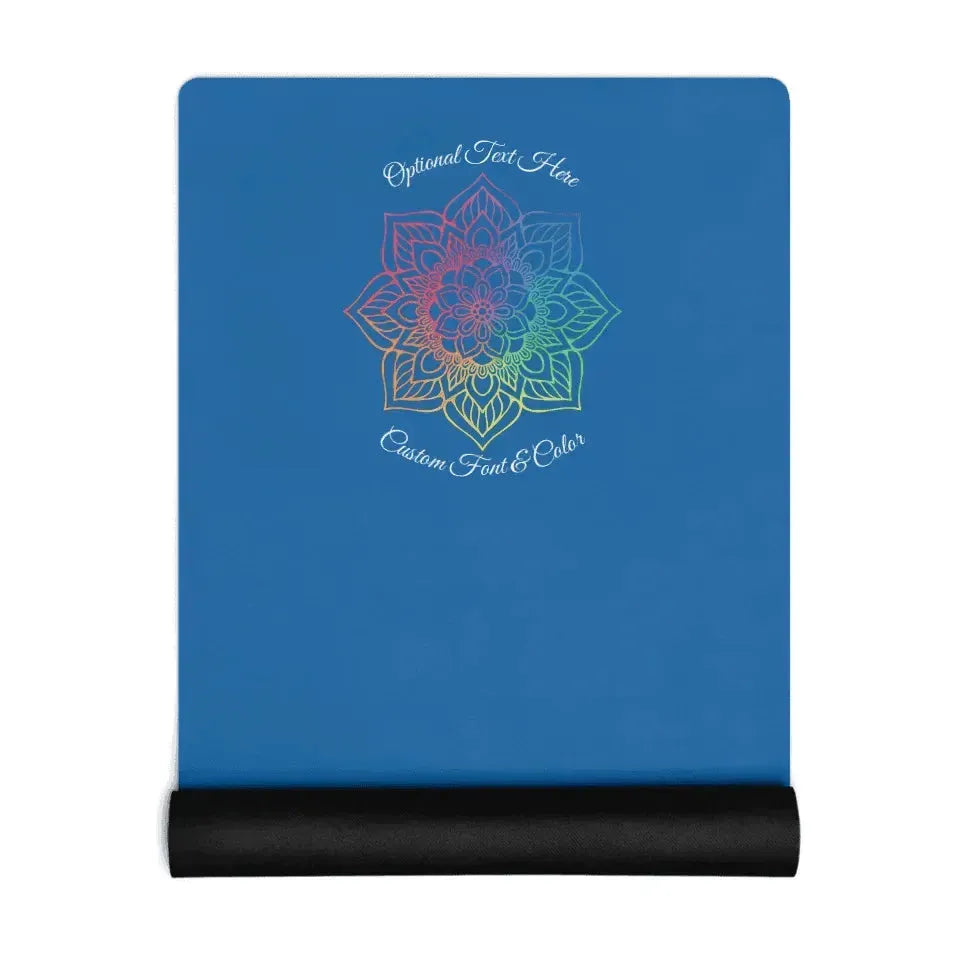Custom Yoga Mat - Rainbow & Gold Mandala Line Art - ARTFULANE
