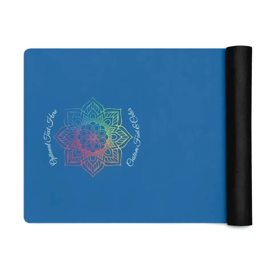 Custom Yoga Mat - Rainbow & Gold Mandala Line Art - ARTFULANE