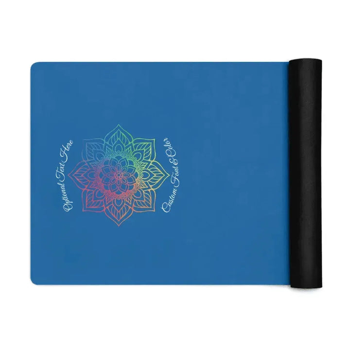 Custom Yoga Mat - Rainbow & Gold Mandala Line Art - ARTFULANE