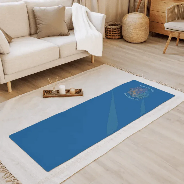 Custom Yoga Mat - Rainbow & Gold Mandala Line Art - ARTFULANE