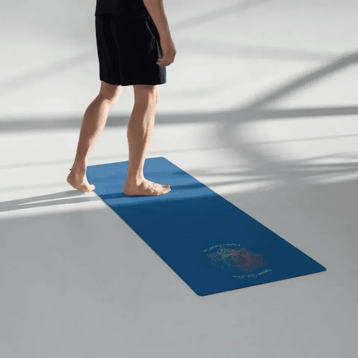 Custom Yoga Mat - Rainbow & Gold Mandala Line Art - ARTFULANE