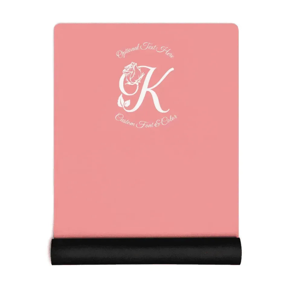 Custom Yoga Mat - Rose Bloom Initial - ARTFULANE