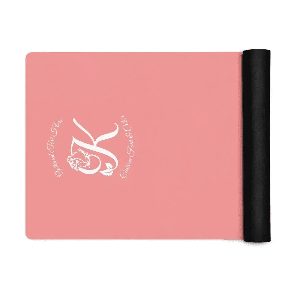 Custom Yoga Mat - Rose Bloom Initial - ARTFULANE
