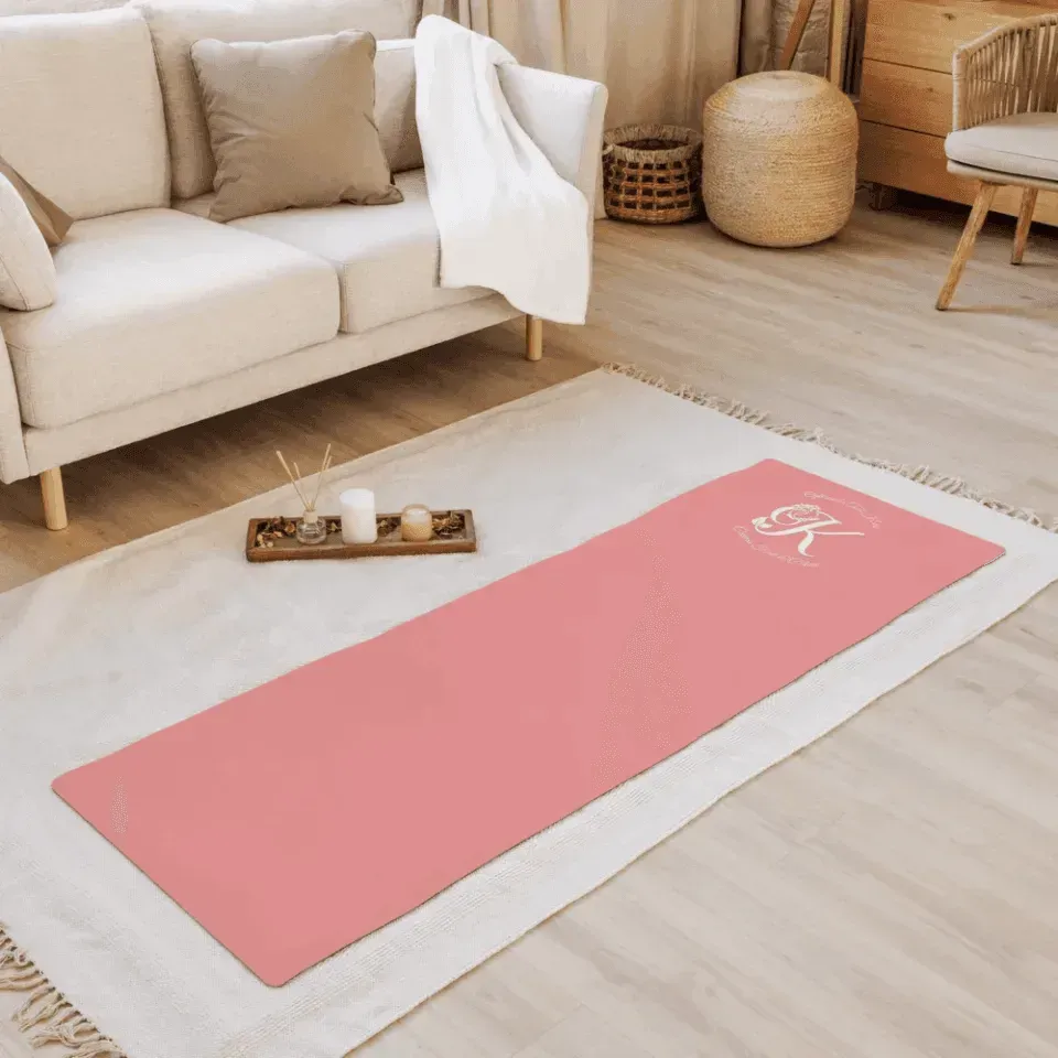 Custom Yoga Mat - Rose Bloom Initial - ARTFULANE