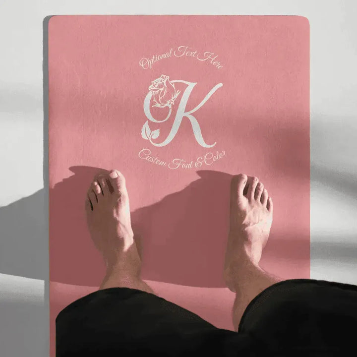 Custom Yoga Mat - Rose Bloom Initial - ARTFULANE