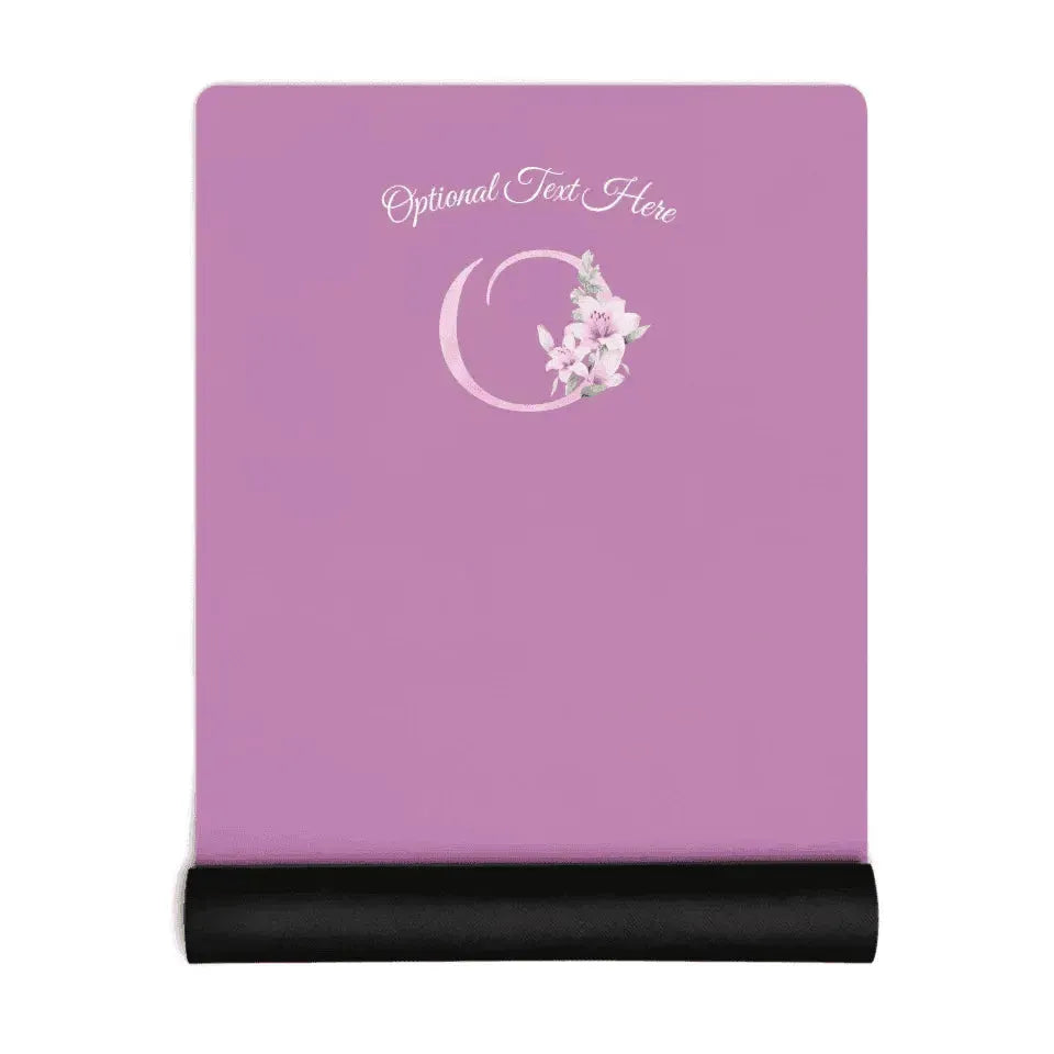 Custom Yoga Mat - Watercolor Pink Lily Alphabet - ARTFULANE