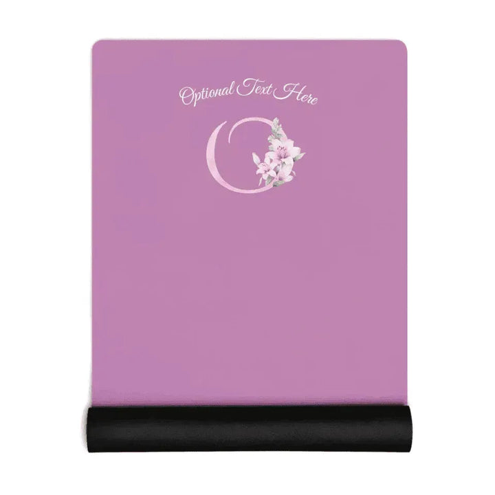Custom Yoga Mat - Watercolor Pink Lily Alphabet - ARTFULANE
