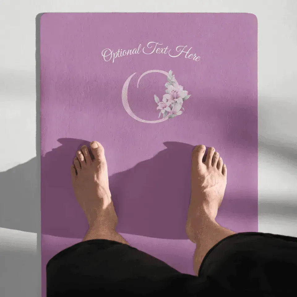 Custom Yoga Mat - Watercolor Pink Lily Alphabet - ARTFULANE