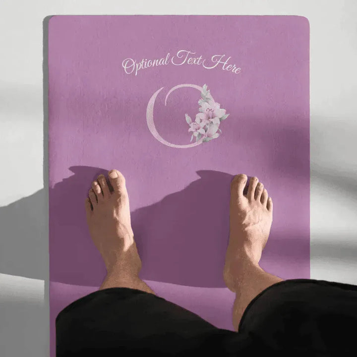 Custom Yoga Mat - Watercolor Pink Lily Alphabet - ARTFULANE