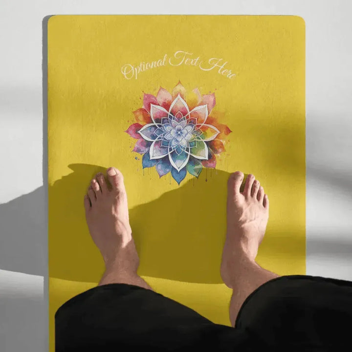 Custom Yoga Mat - Yoga Zen Watercolor Lotus Flower - ARTFULANE