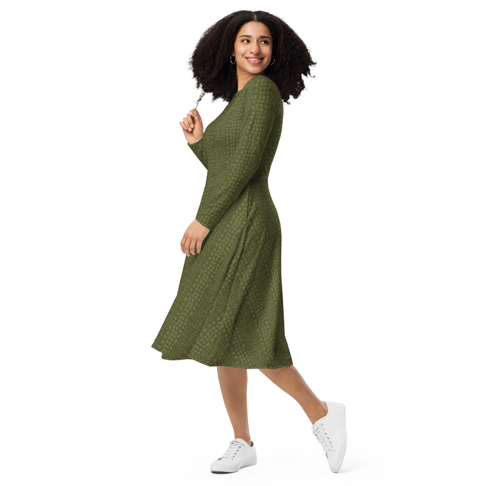 Green Crocodile Midi Dress - ARTFULANE