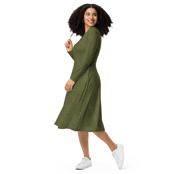 Green Crocodile Midi Dress - ARTFULANE