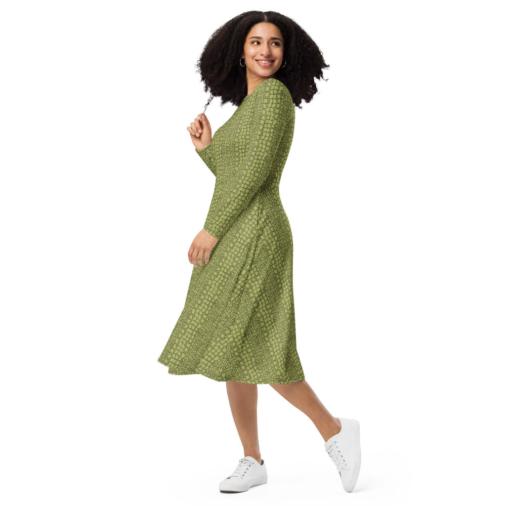 Green Crocodile Midi Dress - ARTFULANE