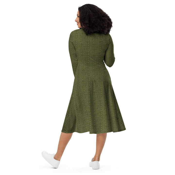 Green Crocodile Midi Dress - ARTFULANE