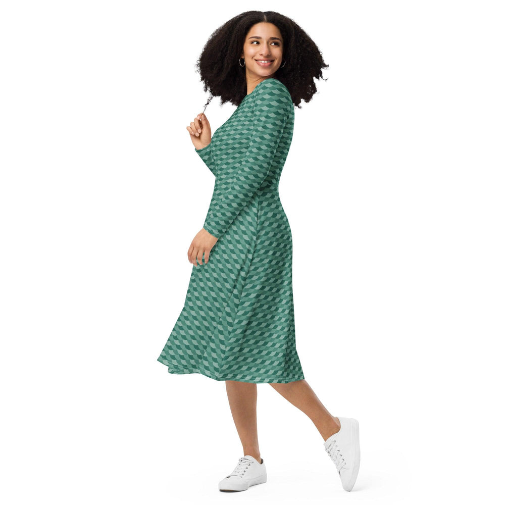 Green Shells Midi Dress - ARTFULANE