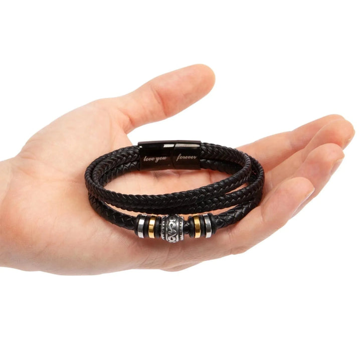 Mens-Love-You-Forever-Bracelet-in-hand-artfulane