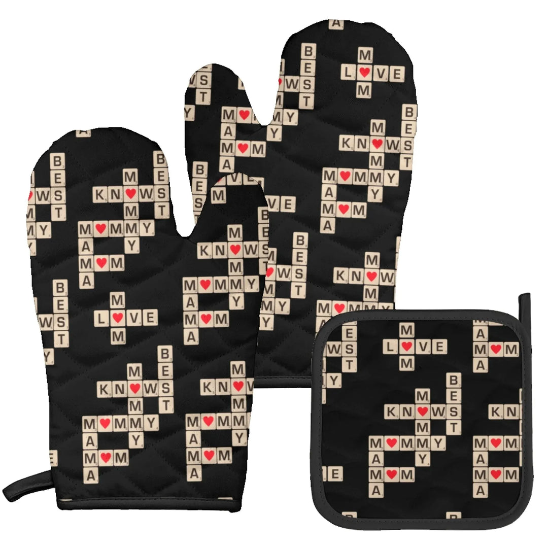 Mitts-and-Pot-holder-Set-in-black-Mom-Knows-Best-artfulane