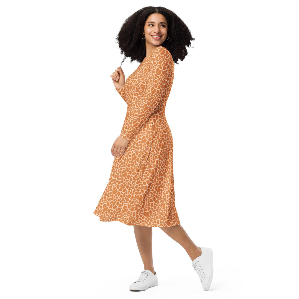 Orange Giraffe Midi Dress - ARTFULANE