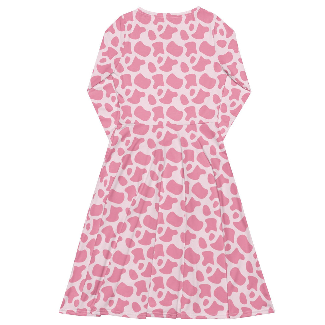 Pink Cow Print Midi Dress - ARTFULANE