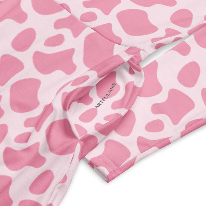 Pink Cow Print Midi Dress - ARTFULANE