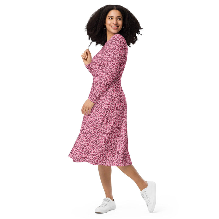 Pink Leopard Midi Dress - ARTFULANE