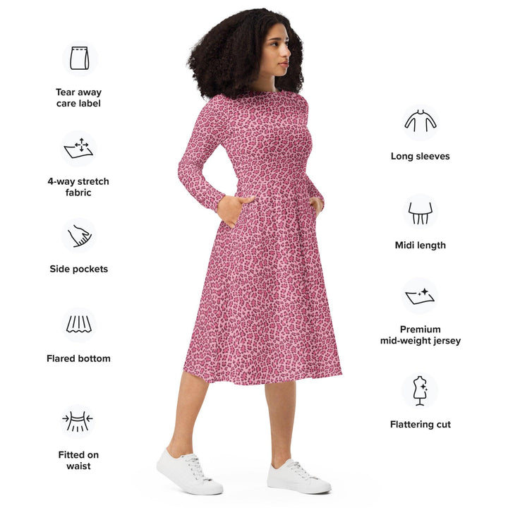 Pink Leopard Midi Dress - ARTFULANE