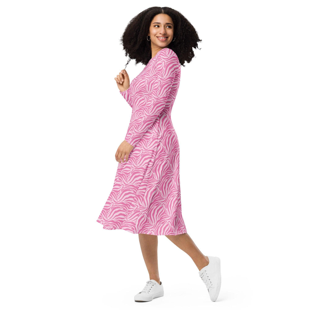 Pink Zebra Midi Dress - ARTFULANE