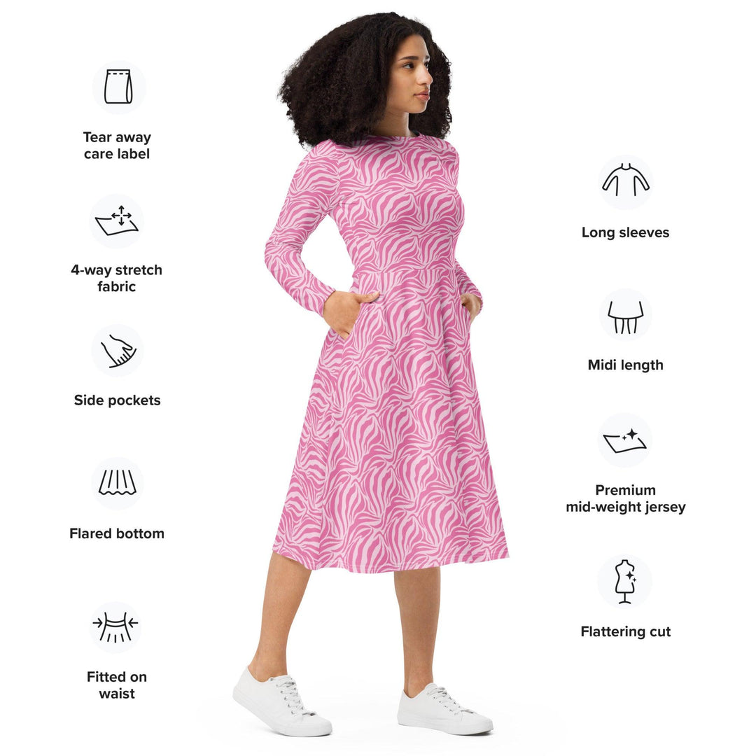 Pink Zebra Midi Dress - ARTFULANE