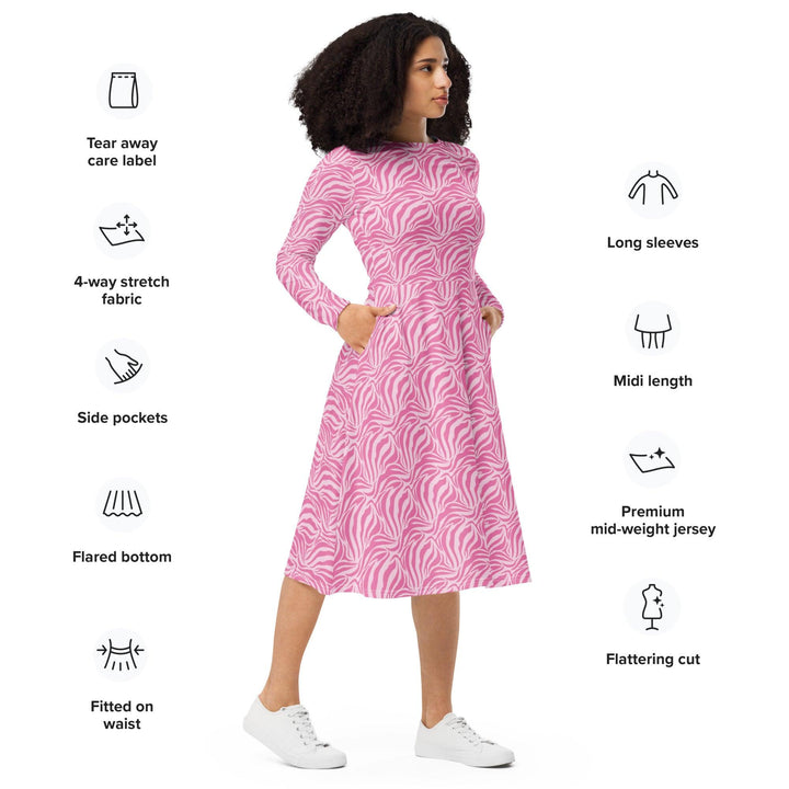 Pink Zebra Midi Dress - ARTFULANE