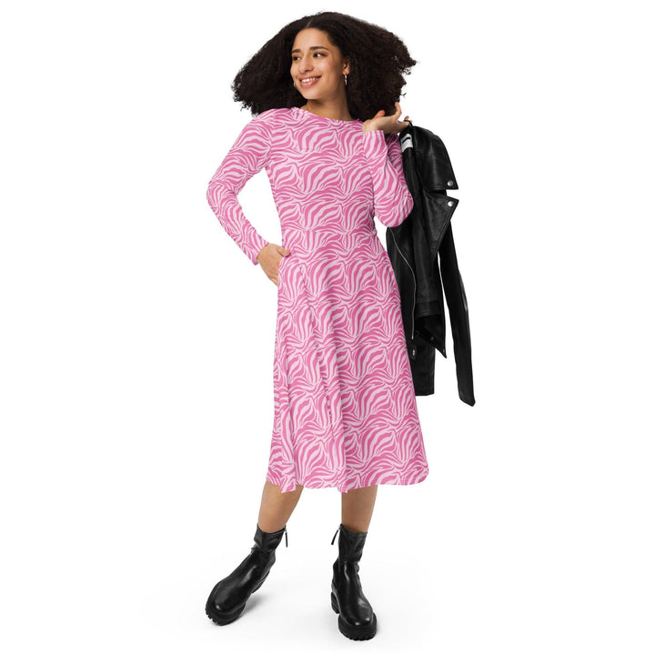 Pink Zebra Midi Dress - ARTFULANE