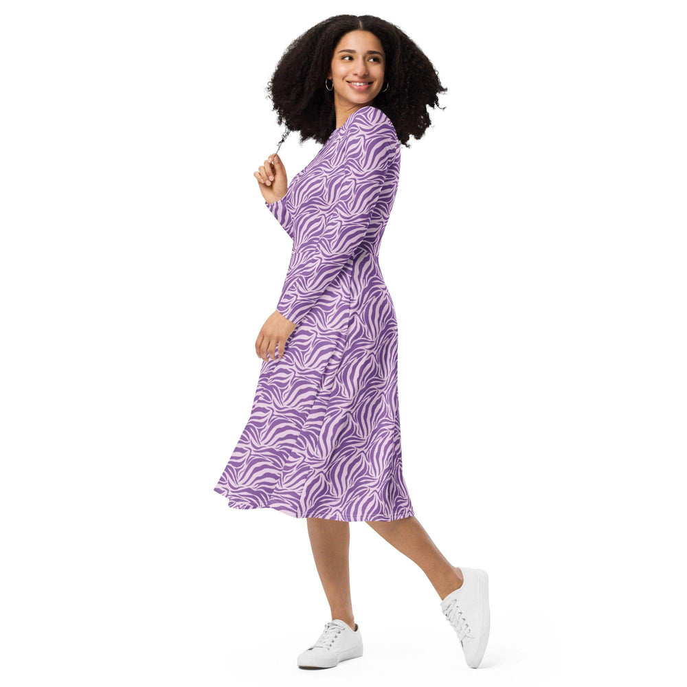 Purple Zebra Midi Dress - ARTFULANE