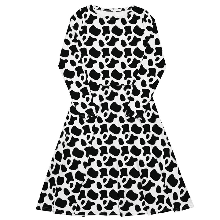 White Cow Print Midi Dress - ARTFULANE