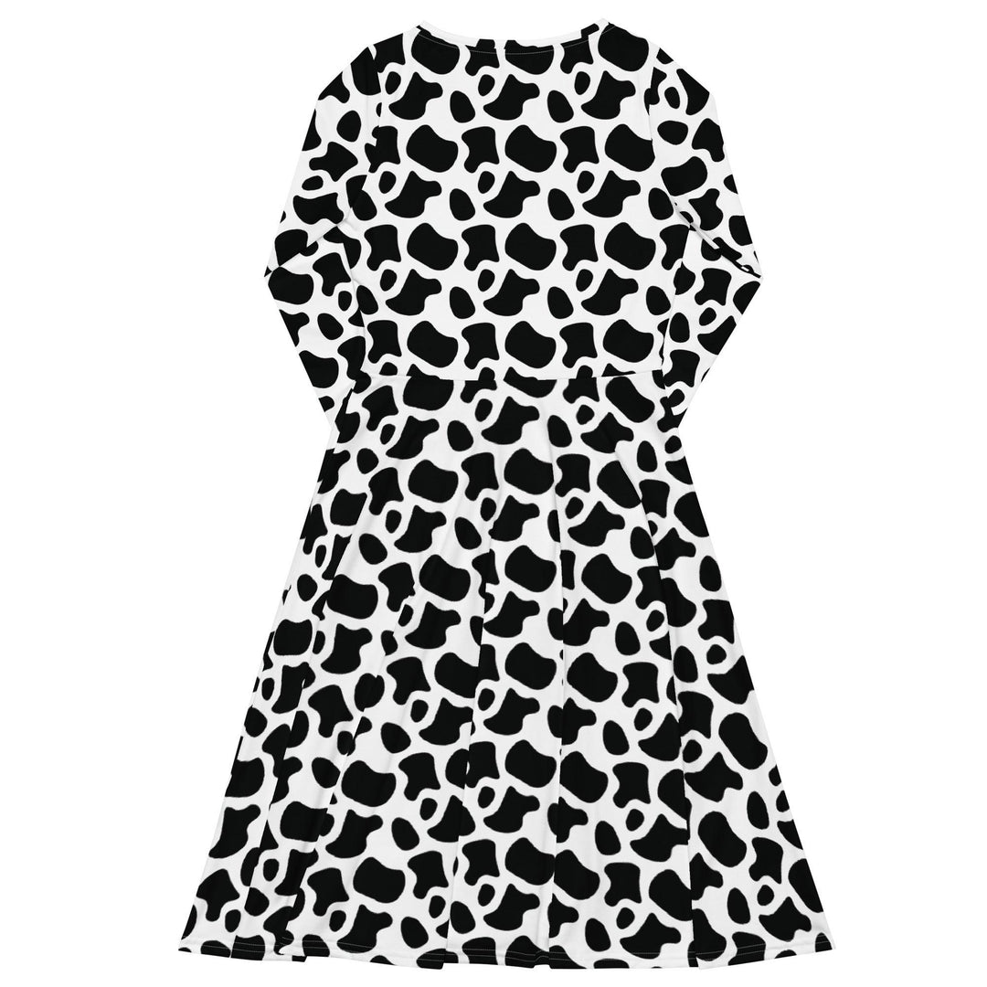 White Cow Print Midi Dress - ARTFULANE