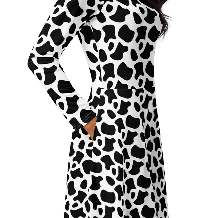 White Cow Print Midi Dress - ARTFULANE