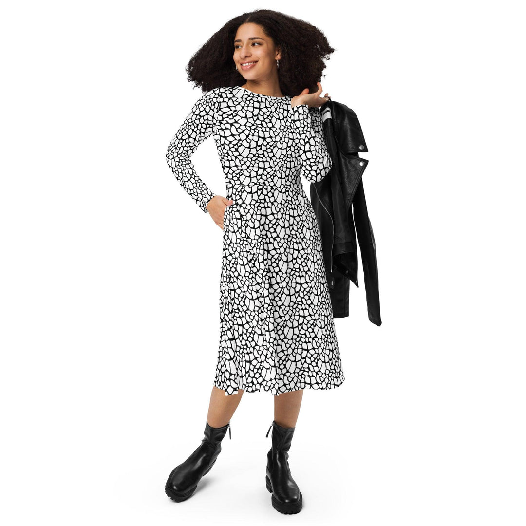 White Giraffe Midi Dress - ARTFULANE